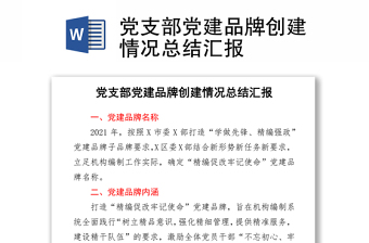 2025优质党支部党建品牌创建情况总结汇报免费下载
