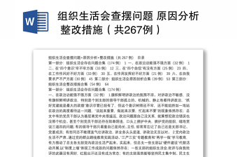 2025全新组织生活会查摆问题 原因分析 整改措施（共267例）免费下载