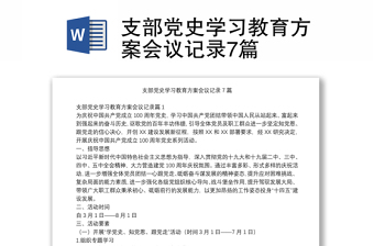 2025优质支部党史学习教育方案会议记录7篇免费下载
