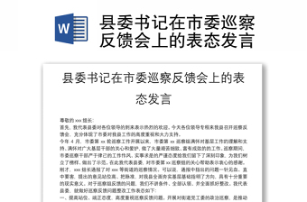 2025精选县委书记在市委巡察反馈会上的表态发言免费下载