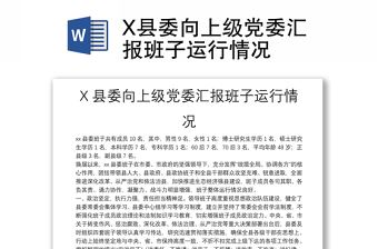 2025通用X县委向上级党委汇报班子运行情况免费下载