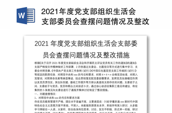 2025精品度党支部组织生活会支部委员会查摆问题情况及整改措施免费下载