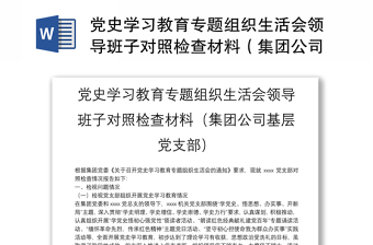 2025党支部领导班子对照材料免费下载
