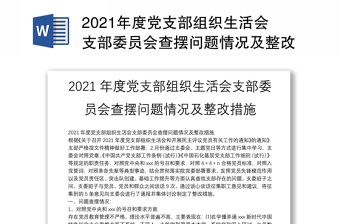 2025精品度党支部组织生活会支部委员会查摆问题情况及整改措施免费下载