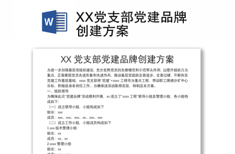 2025优秀XX党支部党建品牌创建方案免费下载