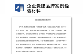 2025优质企业党建品牌案例经验材料免费下载