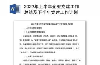 2025精品上半年企业党建工作总结及下半年党建工作计划免费下载