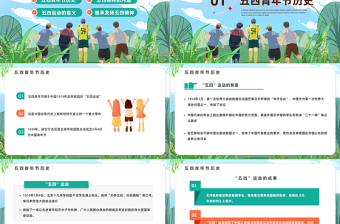 五月春意盎然青年风华正茂PPT卡通风风纪念五四运动104周年主题班会课件模板免费下载