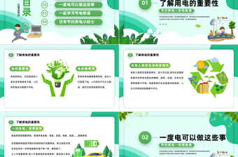 2025节约用电无小事珍惜能源皆可为PPT扁平插画风节约用电主题班会课件模板免费下载