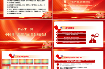 红色大气峥嵘百年光辉历程PPT风热烈庆祝中国共产党成立102周年七一建党节党史教育专题党课课件模板免费下载