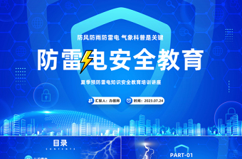 2025防雷电安全教育PPT卡通风夏季预防雷电知识安全教育培训讲座课件模板免费下载