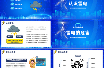 2025防雷电安全教育PPT卡通风夏季预防雷电知识安全教育培训讲座课件模板免费下载