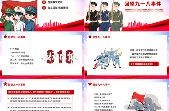 2025勿忘国耻强我国防PPT红色党政风九一八国防教育课件模板免费下载