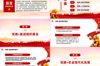 2025红色党政风以“党建 +”模式高质量引领乡村振兴PPT红色实用围绕中心抓党建抓好党建促发展党课课件免费下载