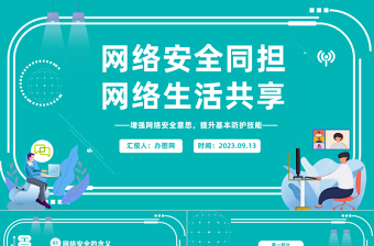 2025网络安全同担网络生活共享PPT科技风学习网络安全教育主题班会课件模板免费下载