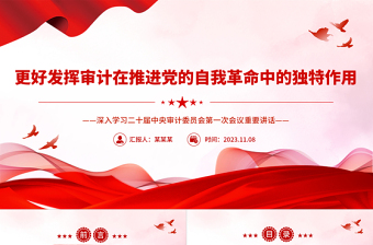 红色精美深入学习二十届中央审计委员会第一次会议重要讲话PPT专题课件模板免费下载