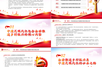 2025强化党建引领全面推进乡村振兴PPT精美风党员干部学习教育专题党课课件模板免费下载