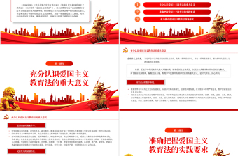 2025红色质感精美风深入学习《中华人民共和国爱国主义教育法》PPT党课课件免费下载