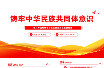 2025红色质感精美风铸牢中华民族共同体意识PPT学习文化思想党课课件免费下载