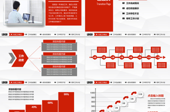 精美时尚红色工作总结工作汇报PPT模板免费下载