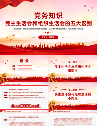 2025党务知识学习PPT民主生活会和组织生活会的五大区别课件免费下载