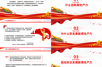 2025大气简洁两会热词之新质生产力PPT红色党建风一文了解新质生产力专题课件免费下载