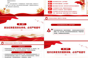 2025红色光效党纪学习教育党课PPT精美简洁严明党的纪律规矩展新时代干部风貌微党课免费下载
