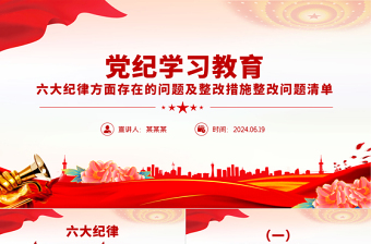2025党纪学习教育六大纪律方面存在的问题及整改措施整改问题清单PPT免费下载