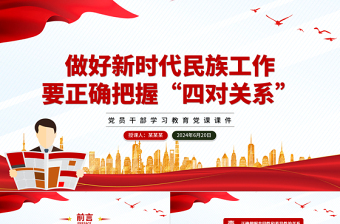 2025极简风新时代民族工作要正确把握“四对关系”PPT党政风党员干部学习教育党课课件免费下载