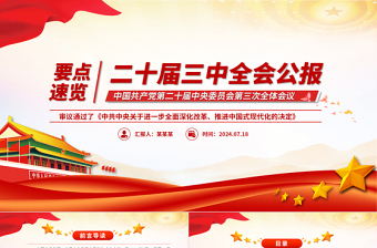 简洁大气党的二十届三中全会公报要点速览党课PPT课件模板免费下载