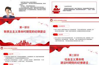 2025红色精美党的纪律建设百年历程党纪学习教育微党课PPT免费下载