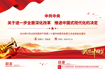 2025简洁风《中共中央关于进一步全面深化改革、推进中国式现代化的决定》全文PPT免费下载