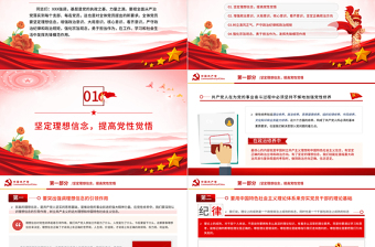 2025大气时尚强信念树正气践宗旨之努力做守纪律和规矩的新时代合格党员PPT免费下载
