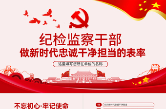 2025大气精美原创纪检监察干部做新时代忠诚干净担当的表率PPT模板免费下载