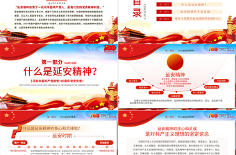 2025大气精美延安精神永放光芒PPT庆祝中国共产党成立100周年专题党史党课PPT模板免费下载