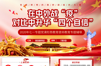 2025极简风七一党课在中外战疫对比中升华四个自信PPT模板-含讲稿免费下载