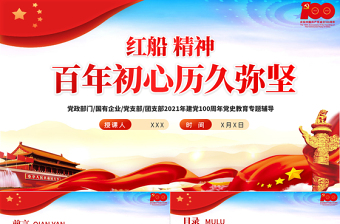 2025红色精美红船精神百年初心历久弥坚PPT庆祝建党100周年专题党史学习教育专题辅导党课PPT模板免费下载
