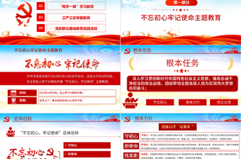 2025红色精美不忘初心牢记使命/两学一做/三严三实/党的群众路线教育实践活动PPT全党四场专题党课模板免费下载