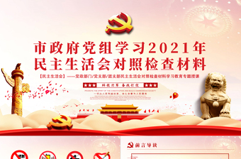 2025红色简洁民主生活会对照检查材料PPT党支部团支部民主生活会学习教育专题授课课件免费下载