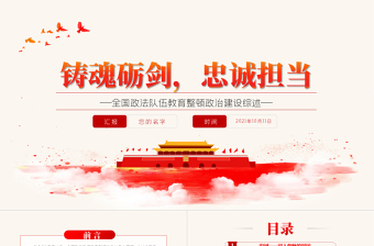 2025优秀铸魂砺剑忠诚担当PPT庄严大气全国政法队伍教育整顿政治建设综述总结党课课件免费下载