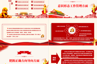 2025红色经典党委意识形态工作汇报PPT大气党政风基层党组织党支部强化意识形态筑牢思想防线党课课件免费下载