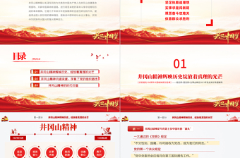 2025红色简洁弘扬井冈山精神PPT建党100周年中国精神谱系坚定信念艰苦奋斗实事求是敢闯新路依靠群众敢于胜利党员教育党课免费下载