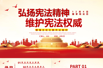2025大气精美弘扬宪法精神维护宪法权威PPT红色党政风国家宪法日宣传教育党课模板免费下载