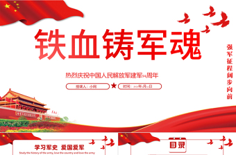 2025红色大气铁血铸军魂PPT热烈庆祝中国人民解放军建军94周年军史军魂国防教育爱国教育党课模板免费下载