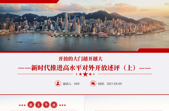 2025极简风开放的大门越开越大PPT红色精品新时代推进高水平对外开放述评（上）党课课件免费下载