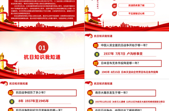 庆祝抗日战争胜利75周年纪念反法西斯战争红色专题党课PPT免费下载