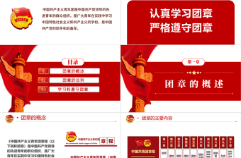 2025极简风中国共青团团章学习解读PPT红色大气共青团团支部主题党课课件模板免费下载