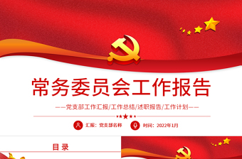 2025红色精品常务委员会工作报告PPT党员干部年终述职报告专题党课课件模板免费下载