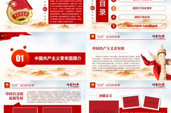 2025时尚大气百年光辉历程中国共青团团史PPT红色精品庆祝共青团团史100周年专题党课课件模板免费下载