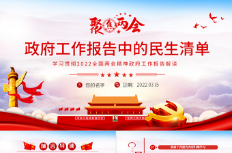 精品政府工作报告中的民生清单PPT学习贯彻2022全国两会精神政府工作报告解读党课课件免费下载
